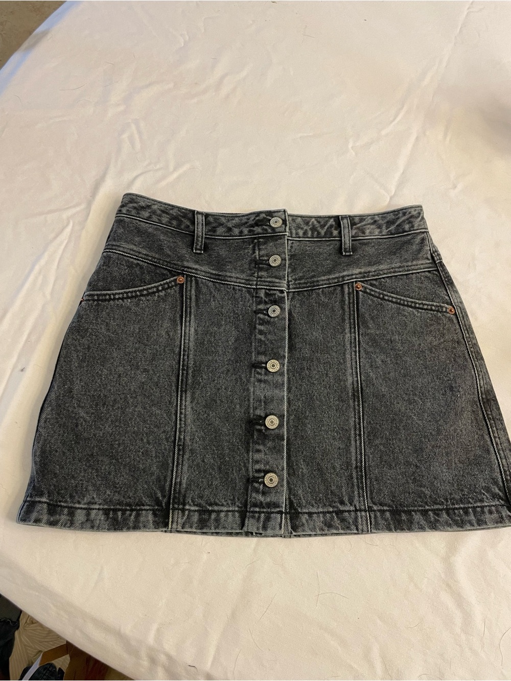 Abercrombie and Fitch Classic Button-Front Black Denim Skirt